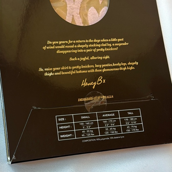 Honey Birdette Luxury Thigh High Heart Suspender Stockings - Picture 3 of 6